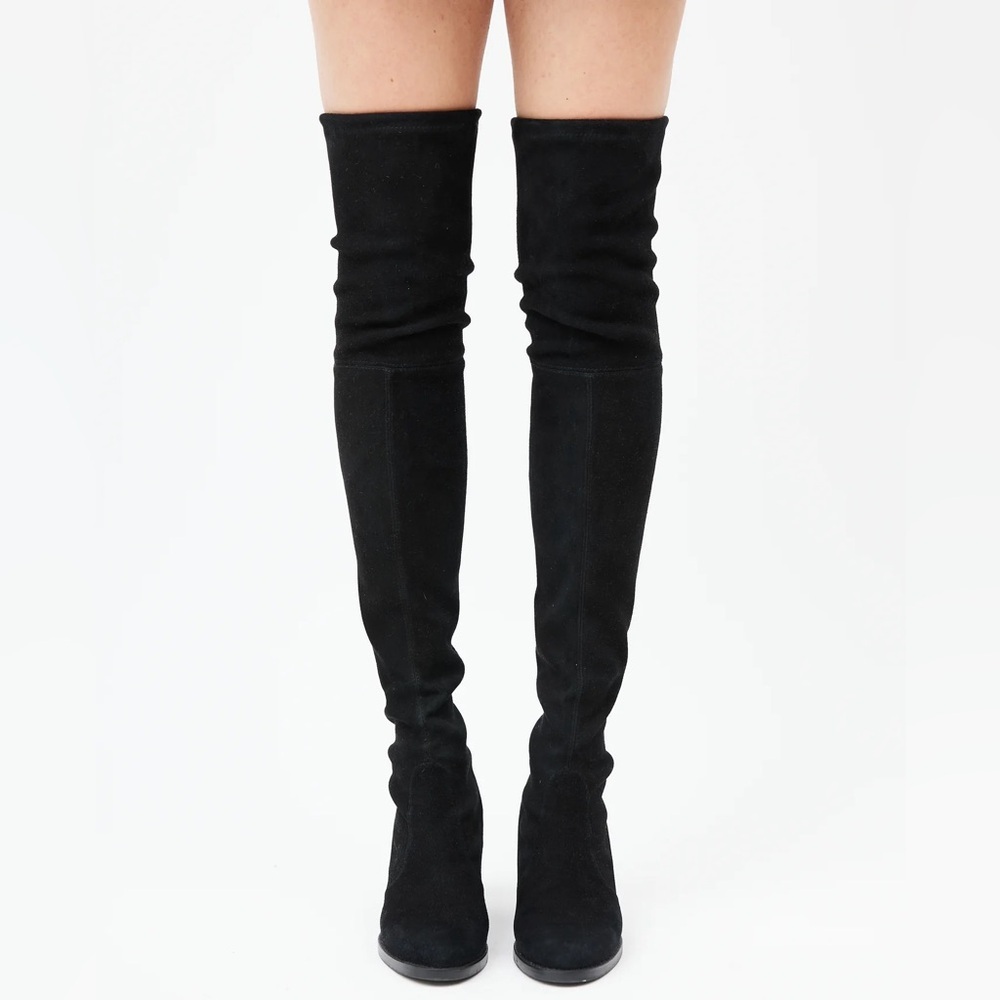 Stuart Weitzman Black Over-the-Knee Suede Boots - Picture 2 of 15
